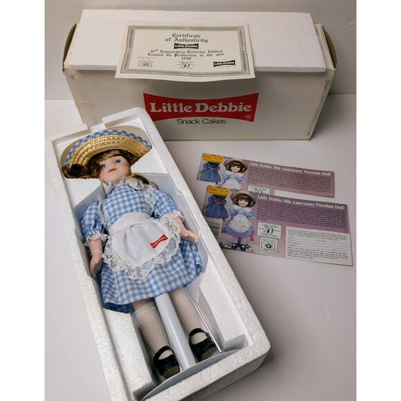 Vtg Little Debbie Cakes Porcelain Doll 14" Collectible 30th Anniversary 1990 - Picture 2 of 10